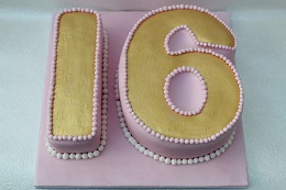 gold 16th birthday cake